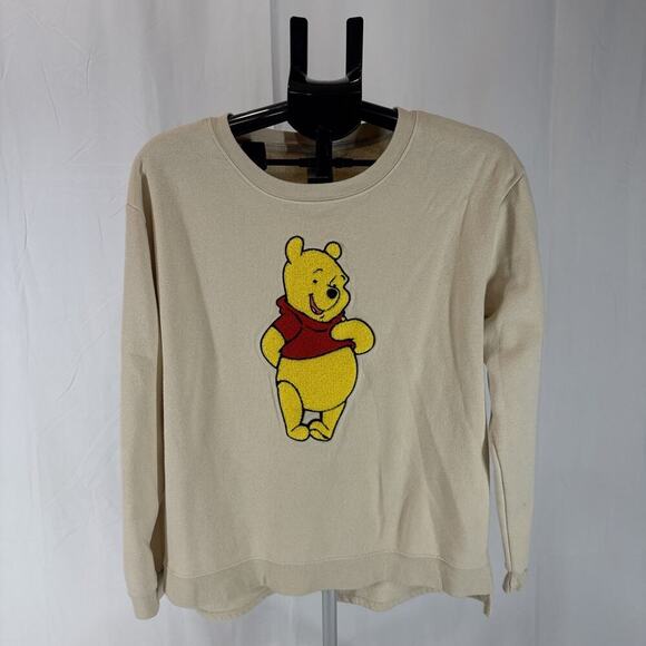Disney Winnie Pooh Top Womens XXL Ivory Plush Graphic Sweatshirt Pullover Crew - Picture 1 of 8